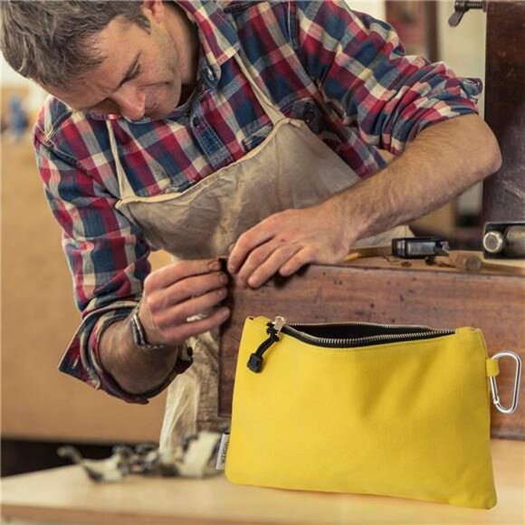 Canvas Tool Pouch Zipper Bags,16OZ(A) Utility Bags Heavy Duty Tools Pouch - Picture 7 of 8